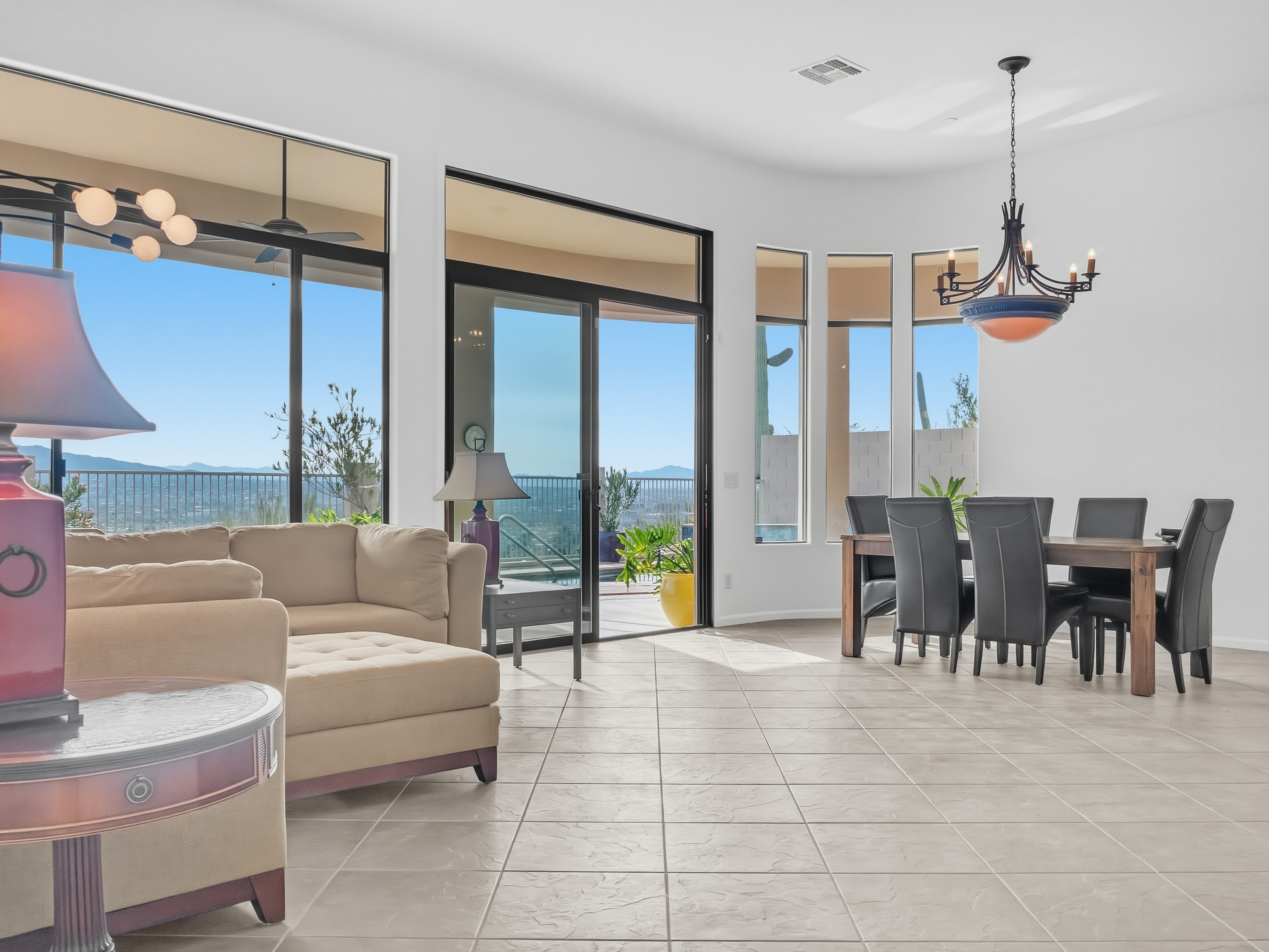 Professional real estate interior living and dining area